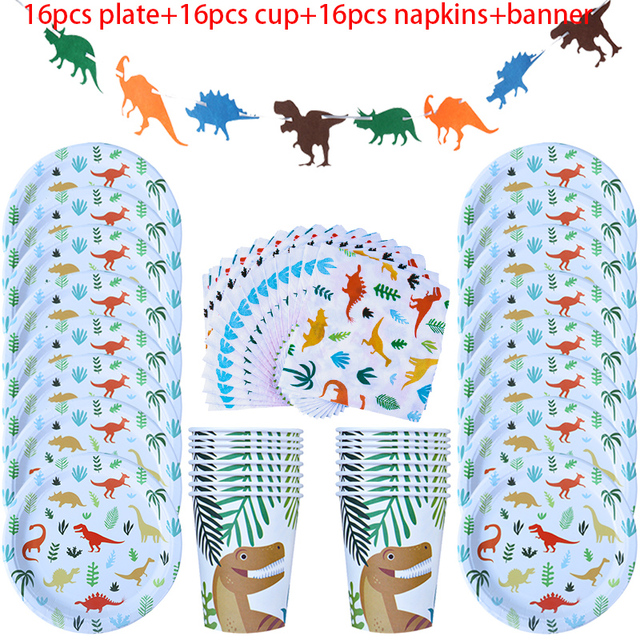 Safari Birthday Party Decoration Disposable Tableware Set Safari Dinosaur Party 1st Birthday Boy Baby Shower Supplies
