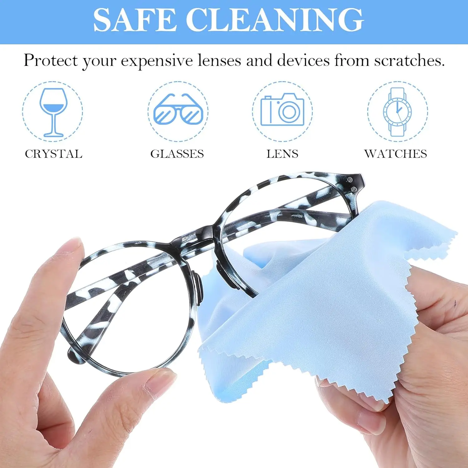 12pcs Eyeglasses Cleaning Cloth 7x6 inch Microfiber Glasses Cleaner Cloth Glass Wipes for Laptop Camera Lenses iPad LCD Screens 3