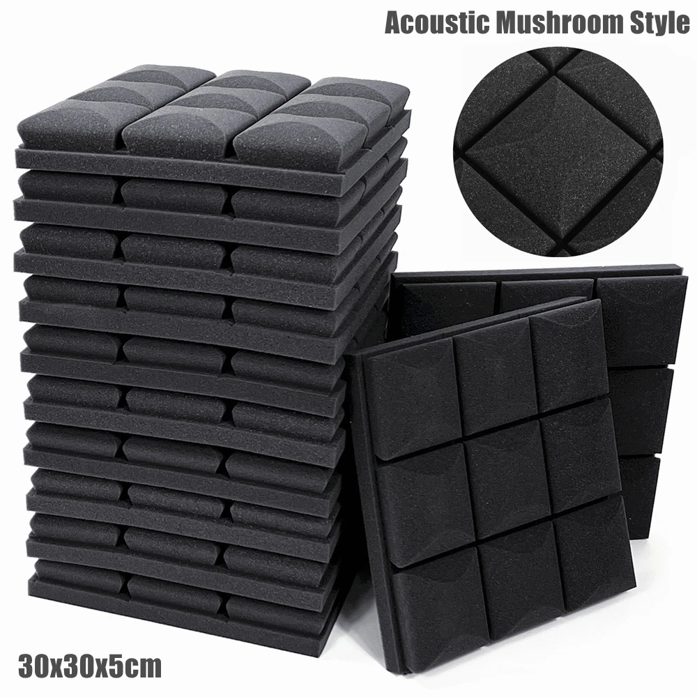 12/24pcs Soundproof Acoustic Wall Panels Foam Sound Absorbing Studio Panel Tiles