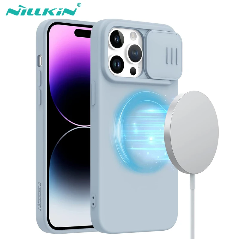 

For iPhone 15 Pro Max Magsafe Case NILLKIN CamShield Silky Liquid Silicone Slide Camera Protection Cover For iPhone 15 / 15 Pro