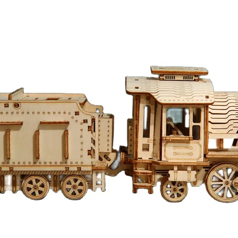 3D Puzzles Movable Classic Steam Train,Car,Jeep,Truck Assemble DIY Toys Gift for Child Adults Wooden Model Building Blocks Kits 4