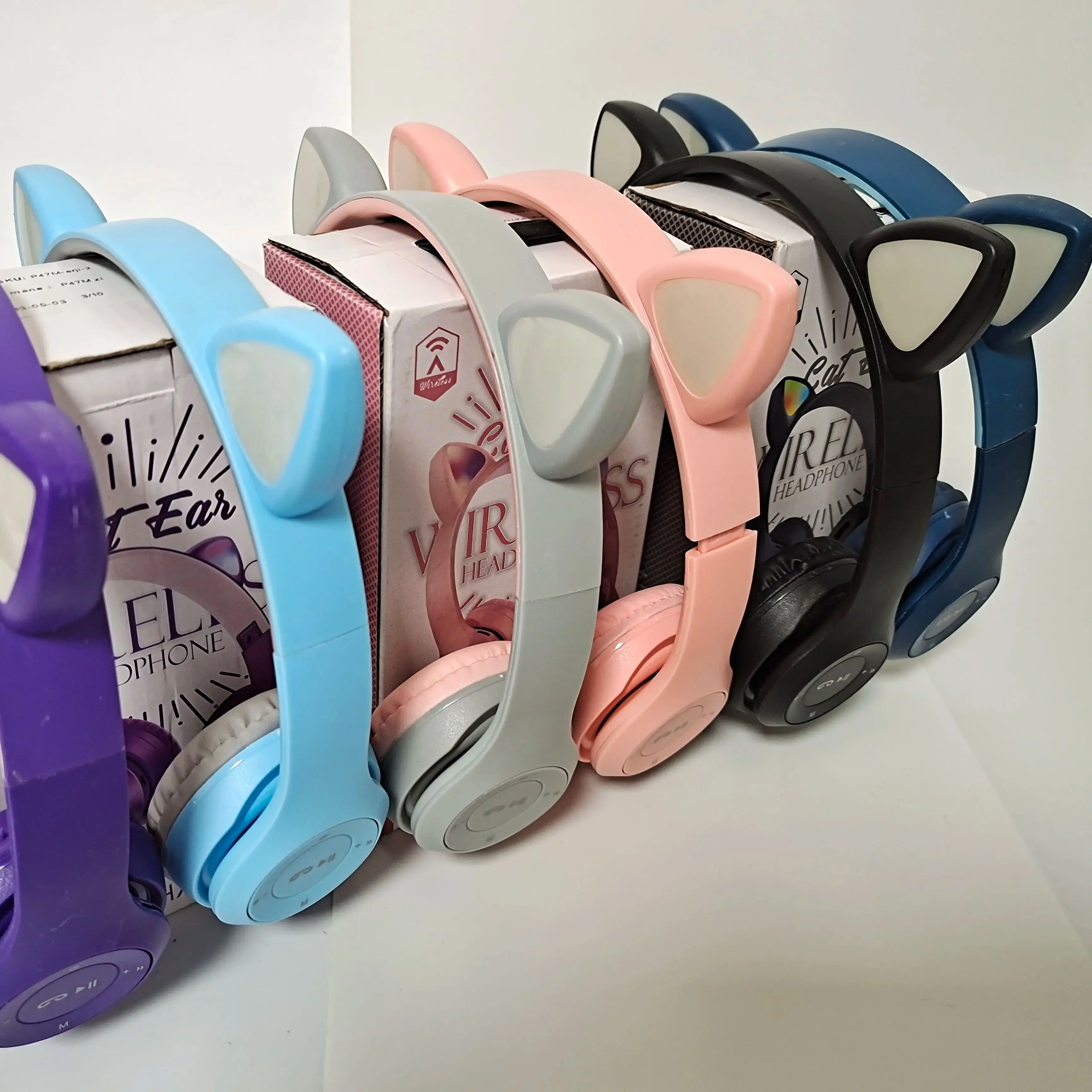 سماعات آذان القط ضوء فلاش لاسلكي مع التحكم في ميكر...