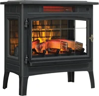 Freestanding Electric Fireplace Stove Heater with 3D Flame Effect for 1,000 Sq. Ft. Room, Black 1