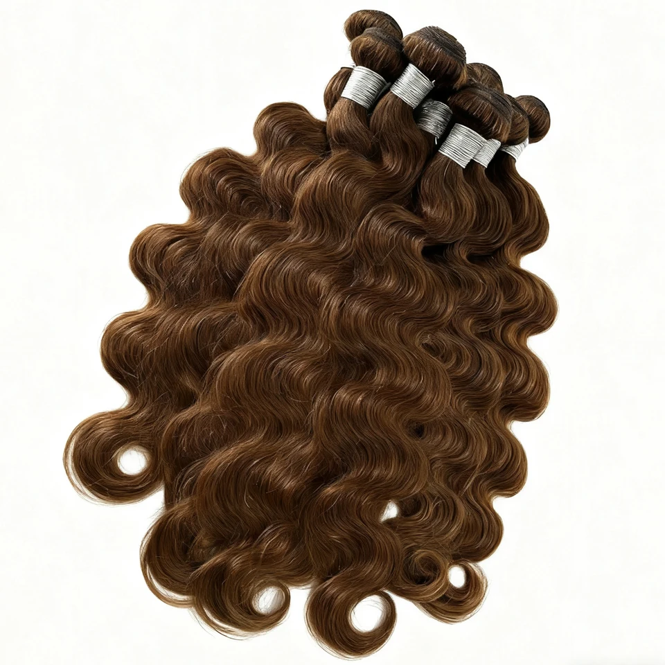 #4 Chocolate Brown Body Wave 10-30 Inch Honey Blonde Bundles Human Hair #4 Colored Brazilian Hair Weave Bundles Women Raw Hair 2