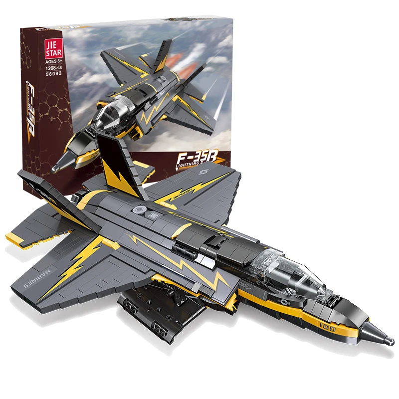 

2024New Technical Military Weapons F-35 Fighter Building Blocks Bricks Assembling Model Toys for Children Birthday Gift Set