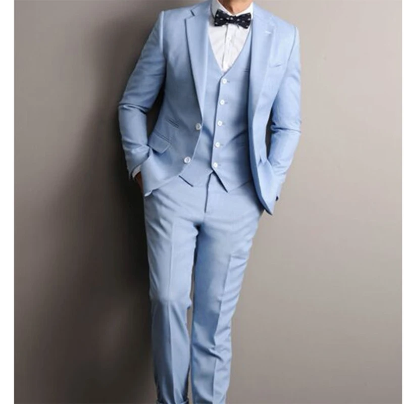 2024 Slim Fit Skinny Two Bottom Beach Suits For Men Wedding Prom Business Suits 3 Pieces(Jacket+Pant+Vest)trajes de hombre