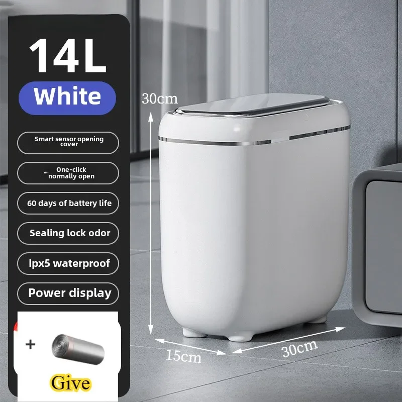 Automatic Smart Bathroom Trash Can with Lid 2