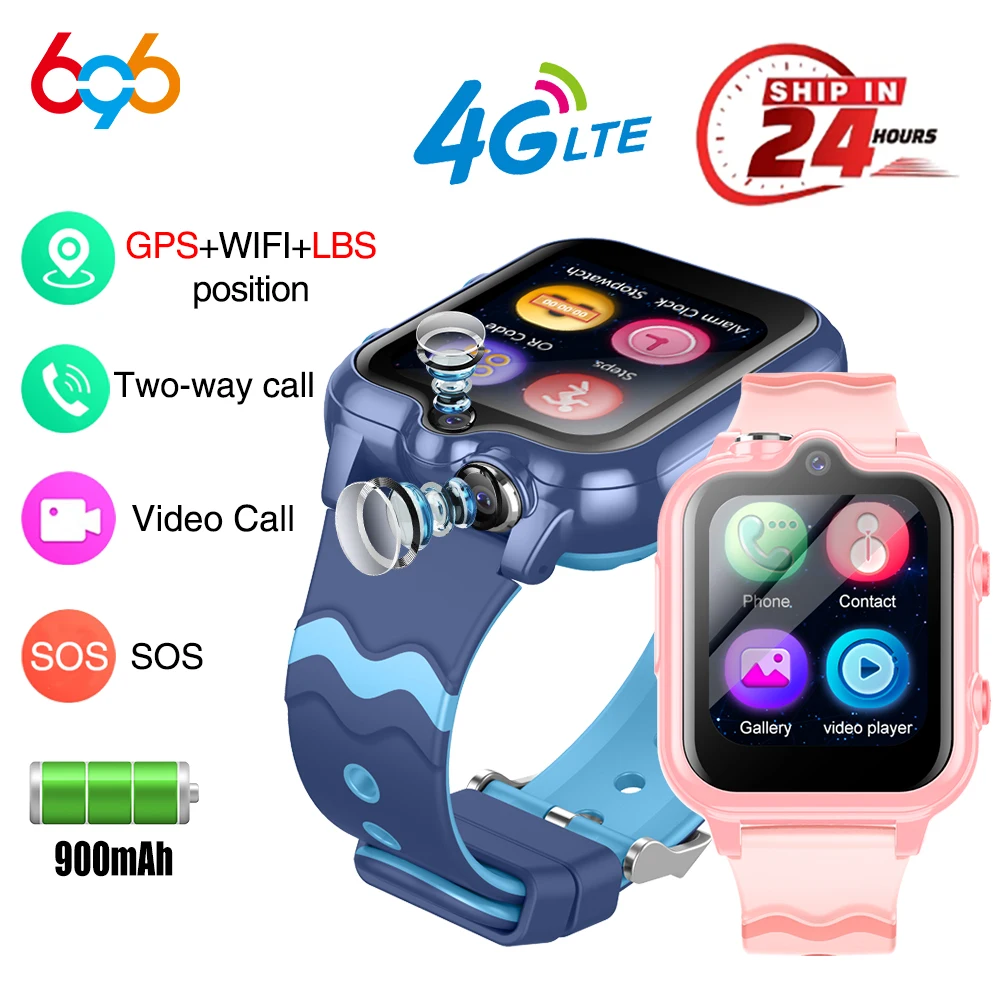 Smart Watches 4G Kids GPS AGPS LBS SOS Music Playback Dual Camera Smartwatch Waterproof 900mAh Boy Girl Children Gift smart watch
