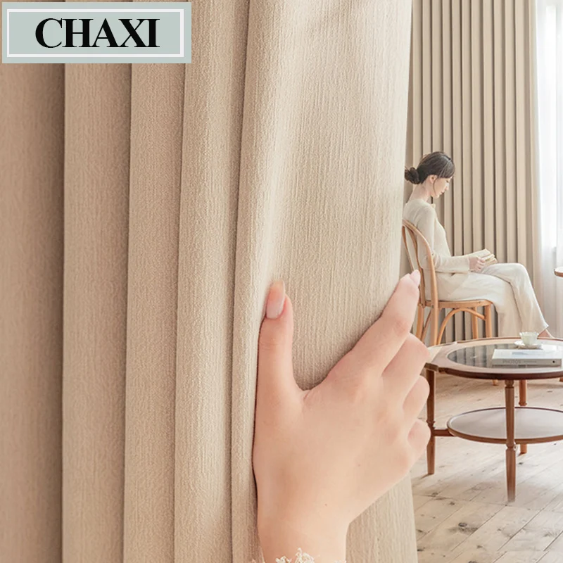 

CHAXI Imitation Cashmere Cortina Solid Chenille Blackout Curtain for Bedroom Living Room Insulating Windows Panel Drapes