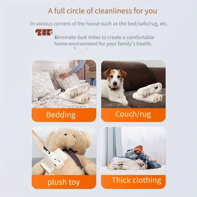 Household Mattress Vacuum Cleaner Household MiteSterilization Machine Small Handheld Wireless Mite Remover USB Charging Portable 6