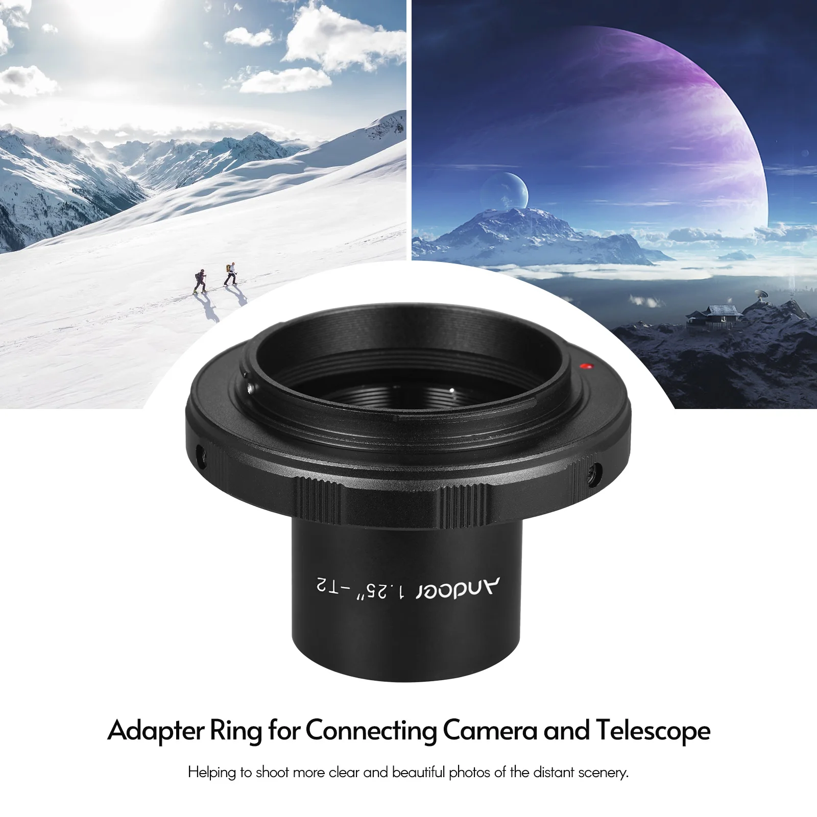 Andoer Camera Telescope Adapter Ring Photography Accessory Replacement for Nikon Camera 1.25 Inch Eyepiece T2 Telescope for Scen