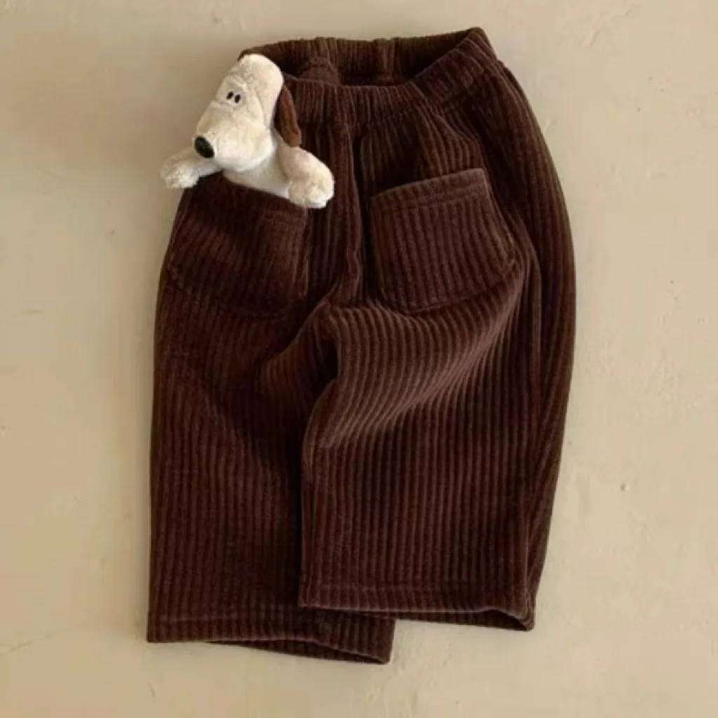 Baby Corduroy Trousers Autumn Winter Thicken Casual Pants Infant Toddler Solid Loose Pants Boy Girls Fashion Harem Pants 5