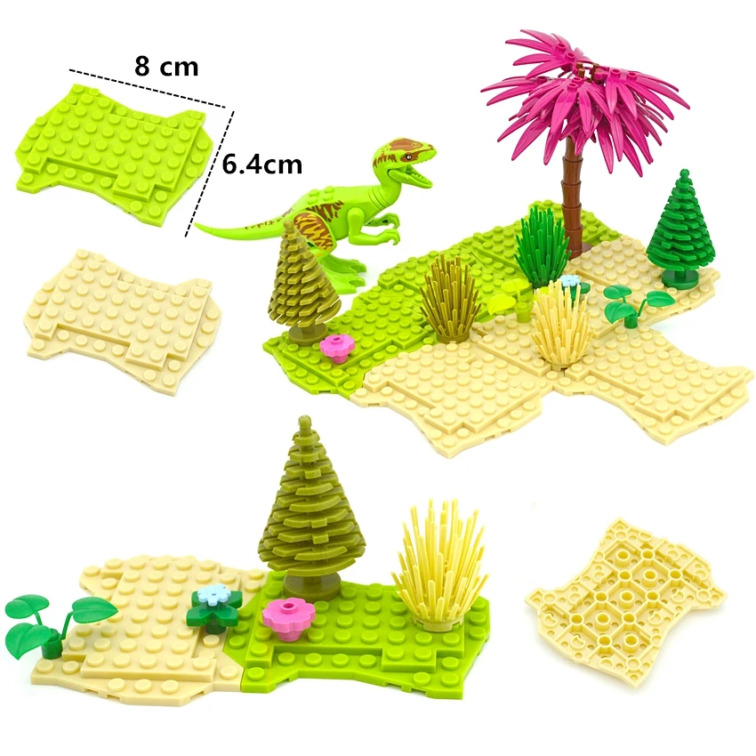 4PCS 불규칙한베이스 플레이트 양면 다중 지형 식물베이스 플레이트 MOC 부품 벽돌 빌딩 블록 조립 완구베이스 플레이트