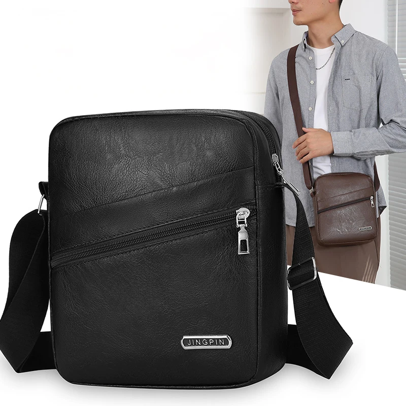 Men's crossbody bag, shoulder bag, business bag, casual men's leather bag, briefcase, adjustable shoulder strap