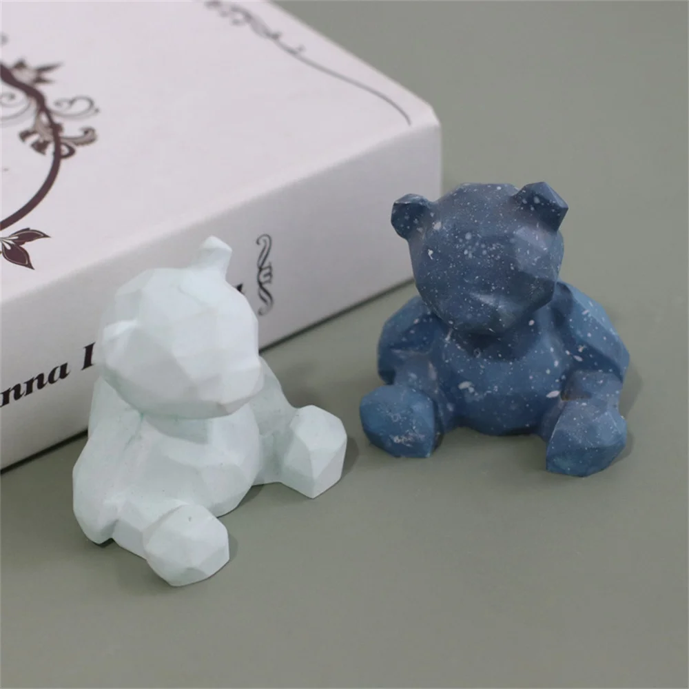 LARGE 3D Geometric Bear 2 Part Silicone Mold