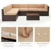 7 Piece Outdoor Patio Furniture Set, PE Rattan Wicker Sofa Set, Outdoor Sectional Furniture Chair Set with Cushions , Brown 3