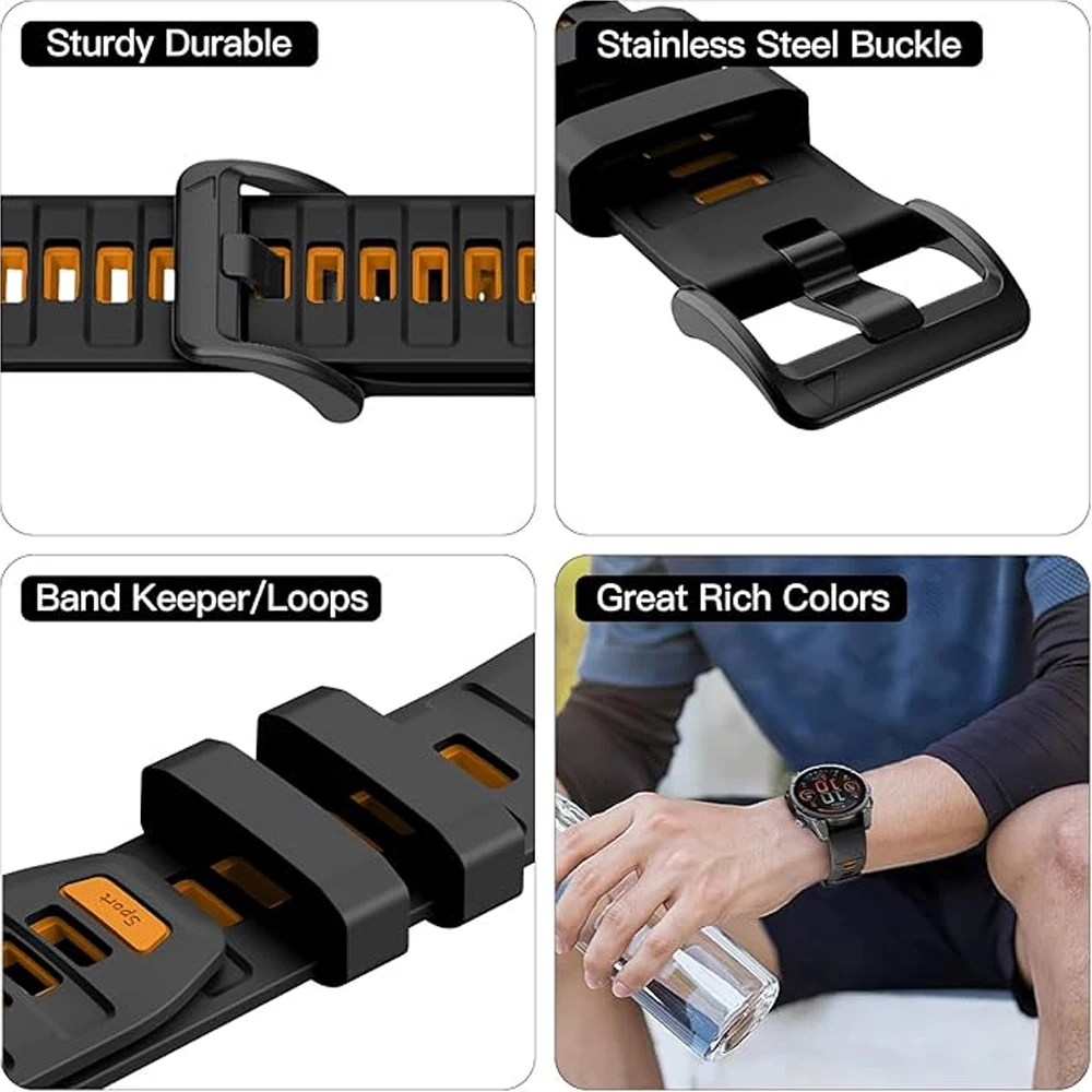 Silicone Sports Watchband - Quick Release, 2PCS, 26/22mm Strap