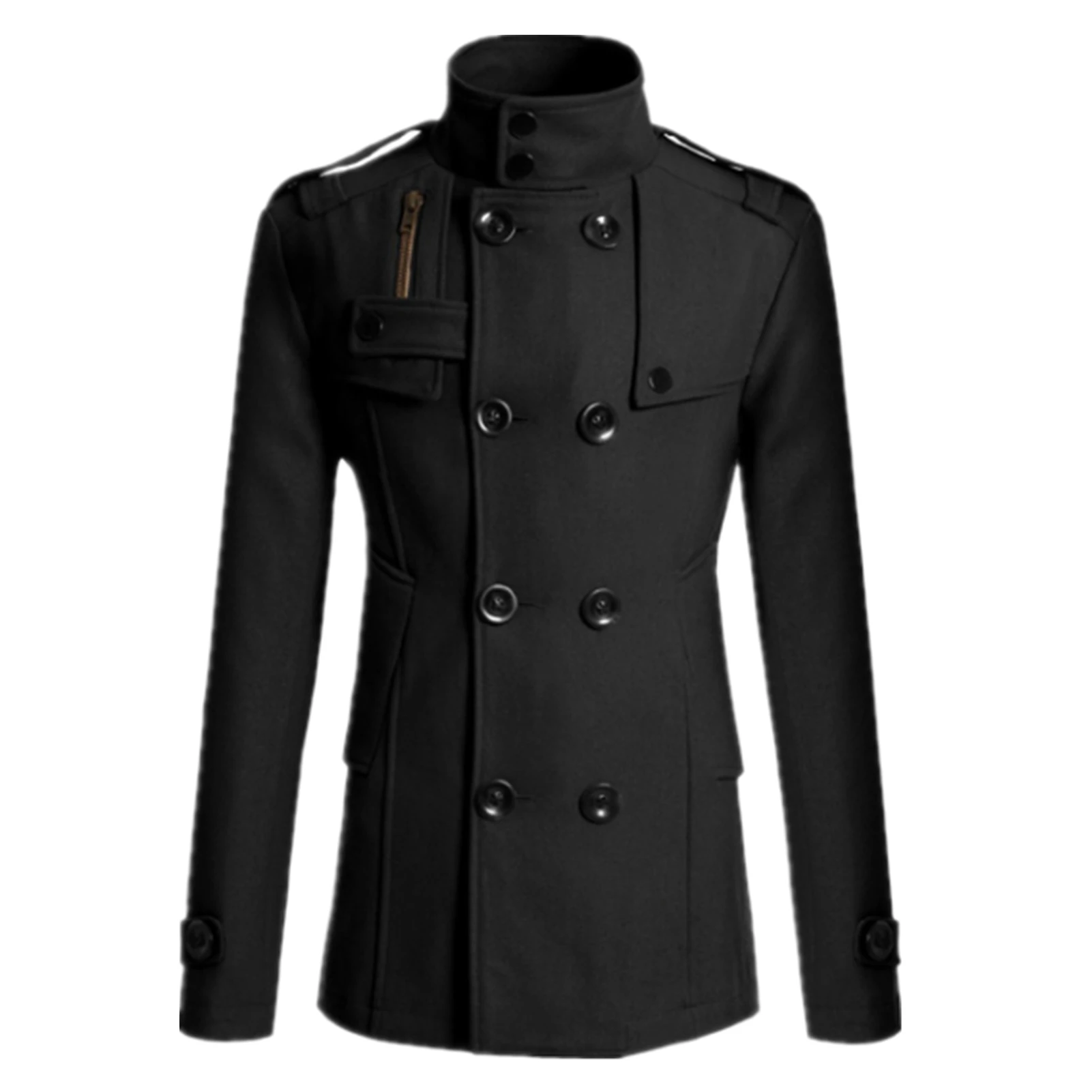Men's UK Spring Autumn Overcoat Outwear Windbreaker Trench Coat Solid Color Long Sleeve Double-breasted Business Jacket