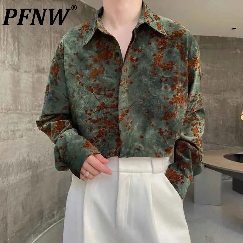 

PFNW Trend Men's Printing Shirts Autumn Long Sleeve Top Casual Streetwear Personality Handsome Male Clothing Fashion New 9C2908