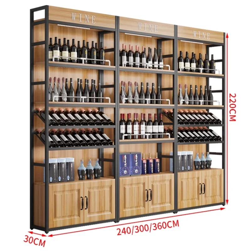 Antique Furniture Open Cabinets Elegant Vintage Wine Stands Refrigerator Rack Portable Bar Room Liquor Metal Storage Cabinet