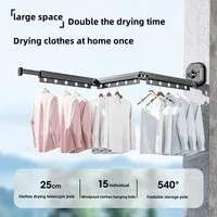 Balcony folding clothes rack no punching suction cup telescopic clothes rack household invisible telescopic clothes pole 2