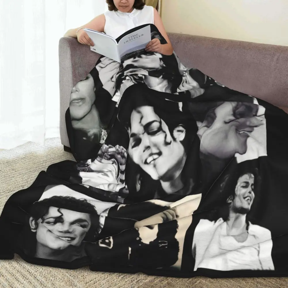 MJ M-Michaels Pop Singer Blanket J-Jacksons Photo Camping Flannel Throw Blanket Warm Soft Couch Chair Sofa Bed Bedspread Gift