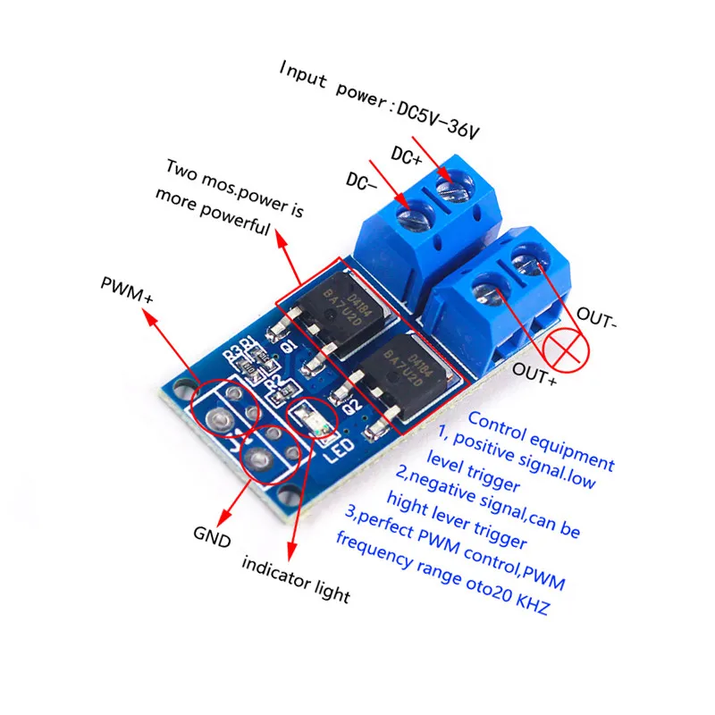 Modulo PWM 15A 400W Mosfet – Interruttore Per Microcontrollore PLC, Controllo Velocità E Luci
