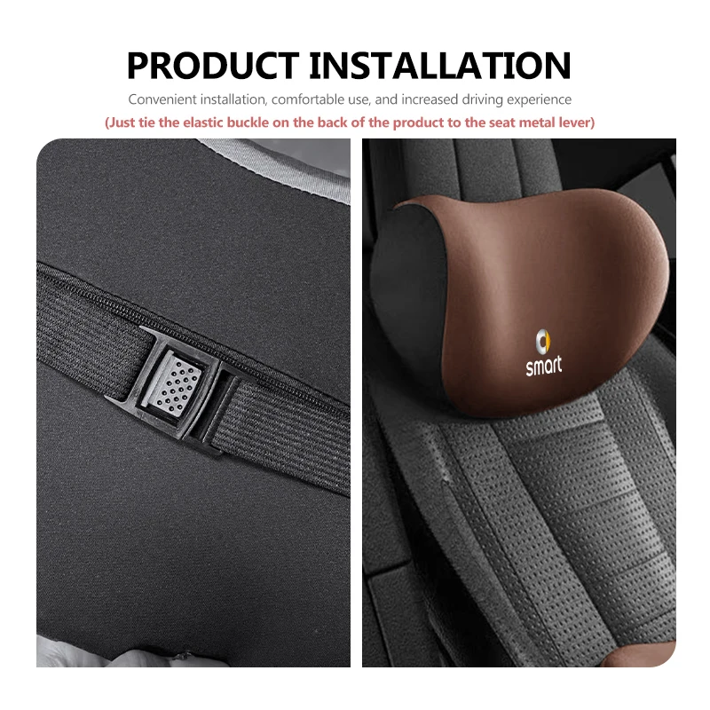 Car Headrest Lumbar Support Neck Auto Seat Pillow For Smart Fortwo 451 450 453 Forfour Cabrio Crossblade ROADSTER
