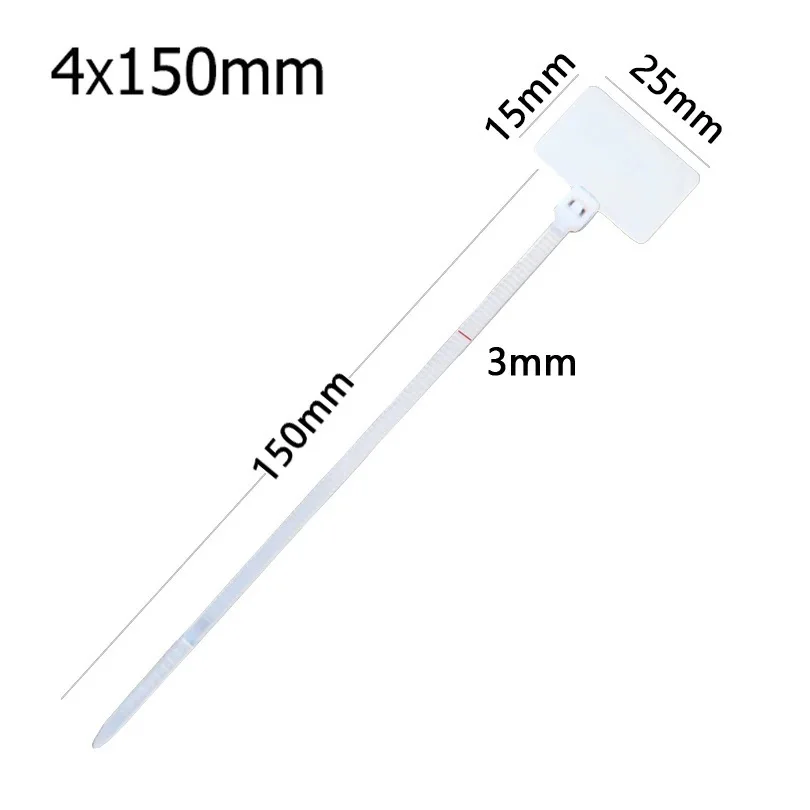 100 Fascette Fermaetichette In Nylon Bianco Lunghe 17 Cm - Per Scarpe, Abbigliamento E Sicurezza Anti-scambio - 2