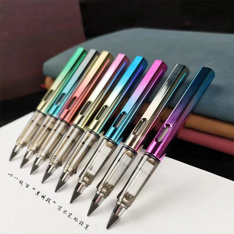 13pcs Colorful Eternal Pencil No Ink Pen 12 Colors Replaceable Nibs School Art Sketch Stationery Gifts Kawaii Painting Supplies