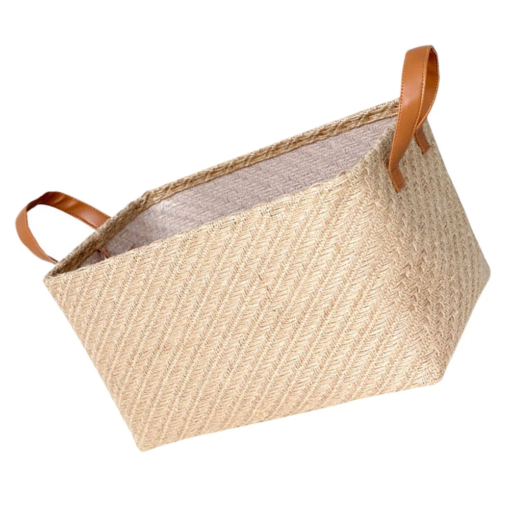 

Laundry Basket Woven Linen Storage Child Foldable Bins Baskets with Handles