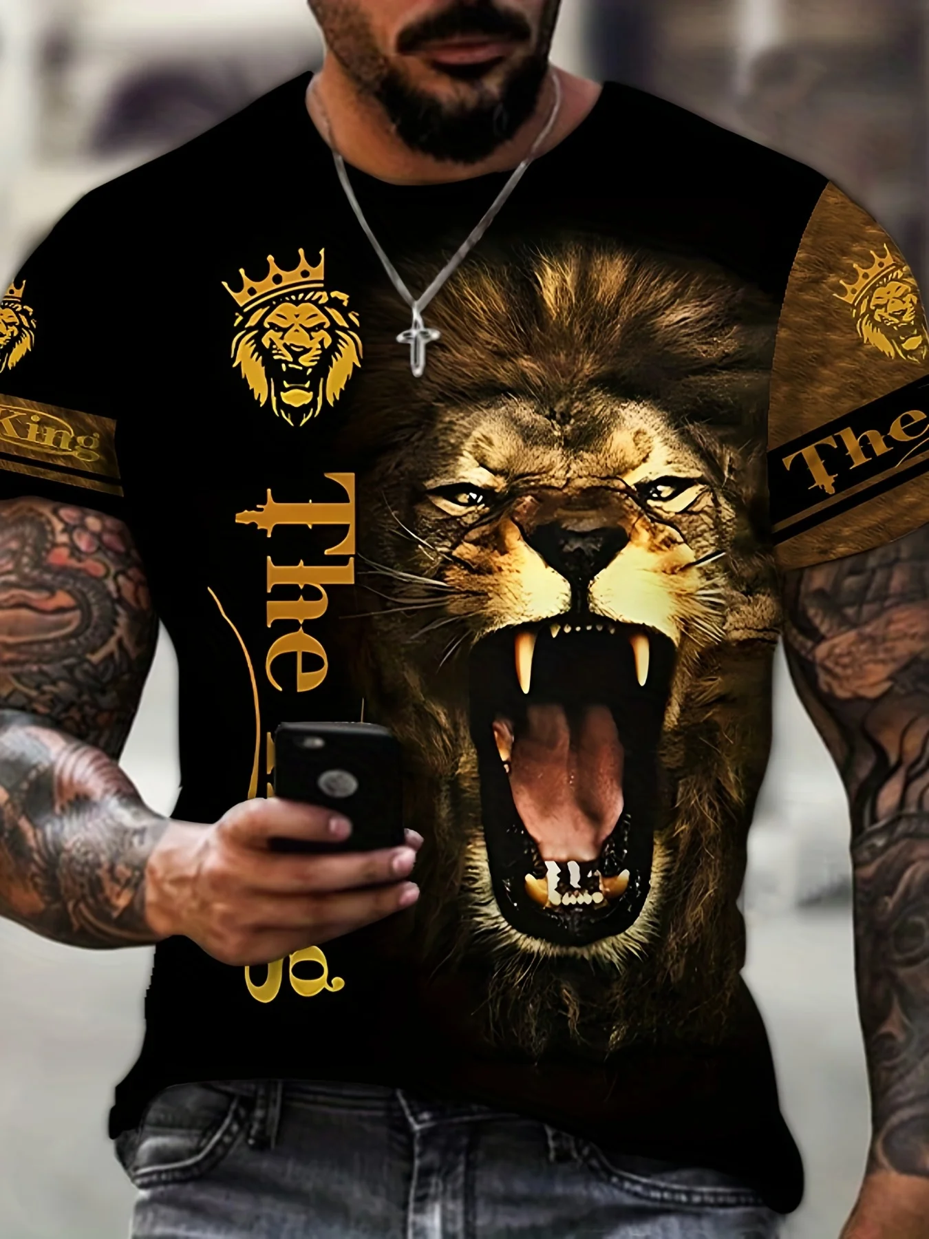 New Popular T-shirt Men Animal Lion 3d Print Fashion Short Sleeve Top Fallow Sport Fitness TShirt Comfort And Breathable Summer - Image 2