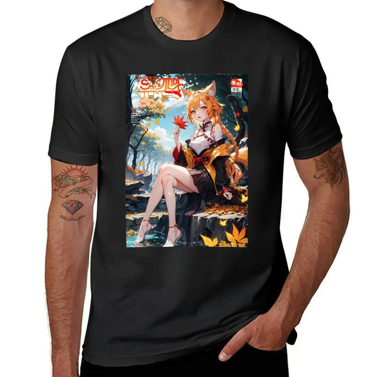 

Футболка с рисунком аниме для мальчиков и девочек, Изящная футболка с рисунком животных и ушей, с изображением аниме, обложка журнала