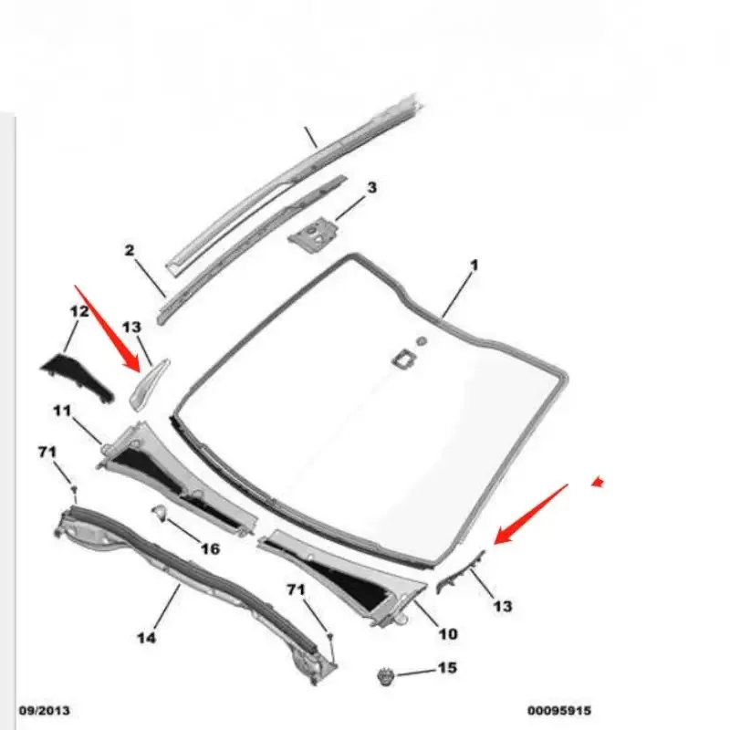 Garniture Inférieure De Pare-brise Pour Peugeot 208 2008 2013+ - Pièce Gauche De Rechange Directe