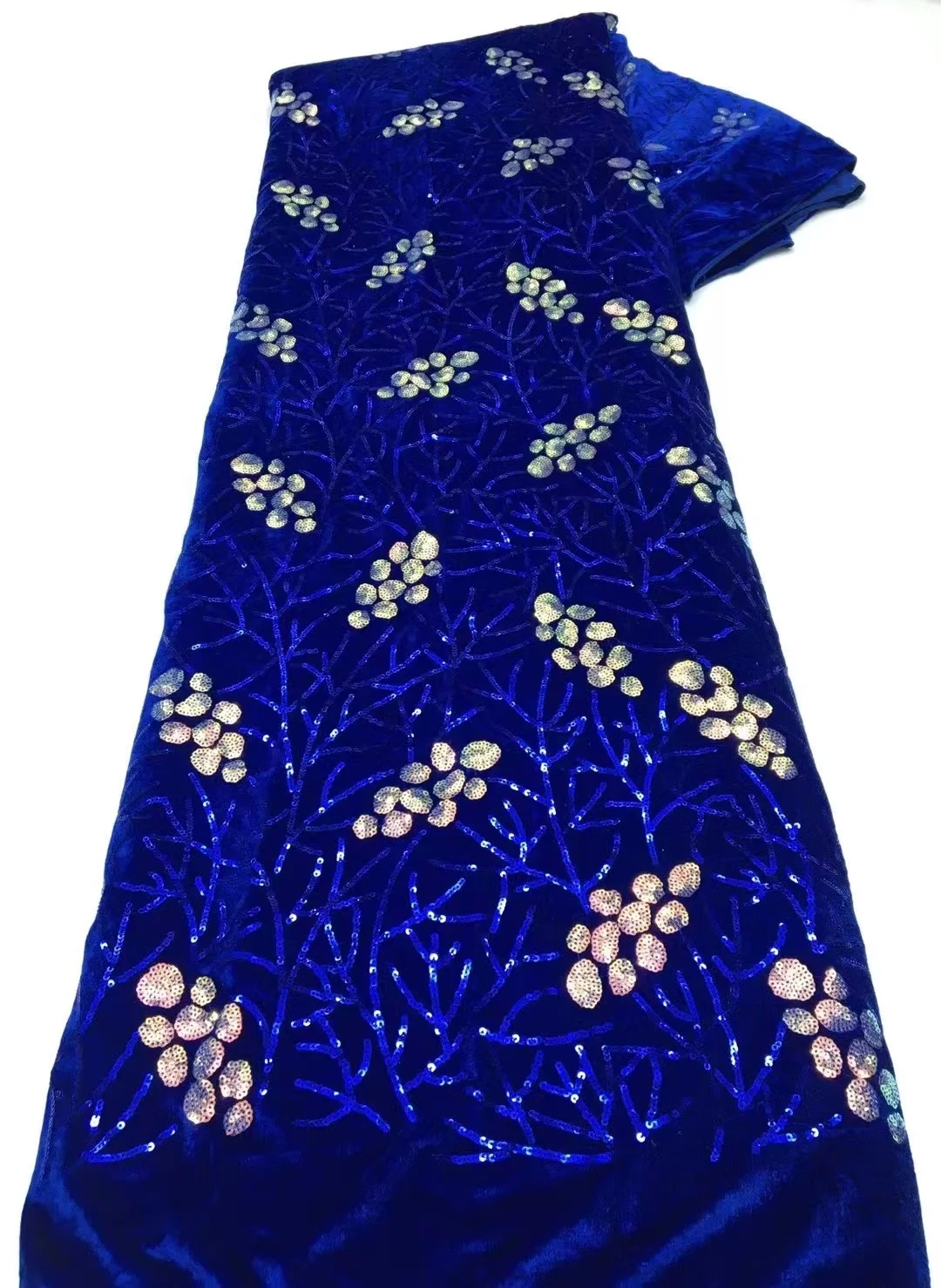 

Африканская бархатная кружевная ткань с блестками 2023, Высококачественная вышивка, искусственный материал для шитья свадебной вечеринки