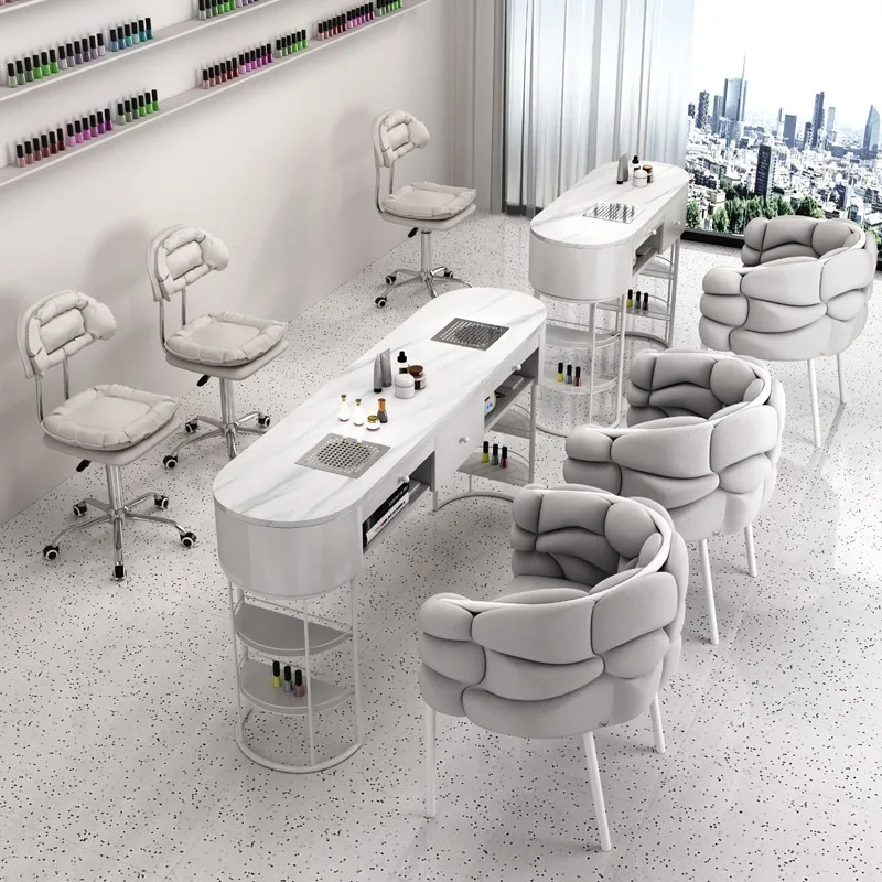 Forniture Tavolo per unghie professionale Attrezzatura per la conservazione Tavolo per unghie per reception di lusso Mobili per manicure Mesa regolabili nordici