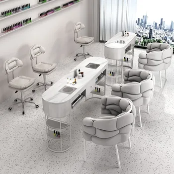 Forniture Tavolo per unghie professionale Attrezzatura per la conservazione Tavolo per unghie per reception di lusso Mobili per manicure Mesa regolabili nordici