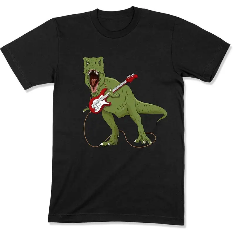 T Rex Guitar Player Shirt Dinosaur Rock And Roll Fathers Day S Dino Musicista Lover Mens Gd 02 Maniche Lunghe O Corte