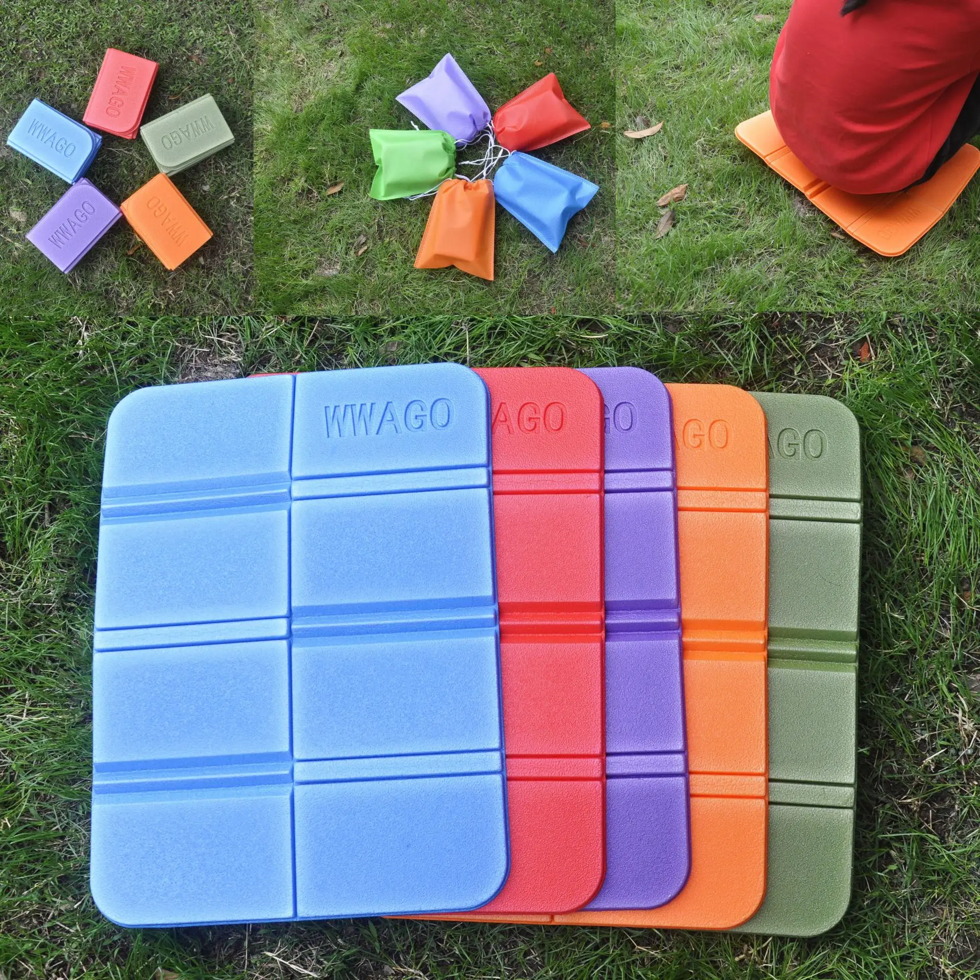 Foldable Seat Cushion Mat Seat Tourist Waterproof Small Picnic Cushion Portable Camping Pad Beach Antidirt Pillow W/ Bag