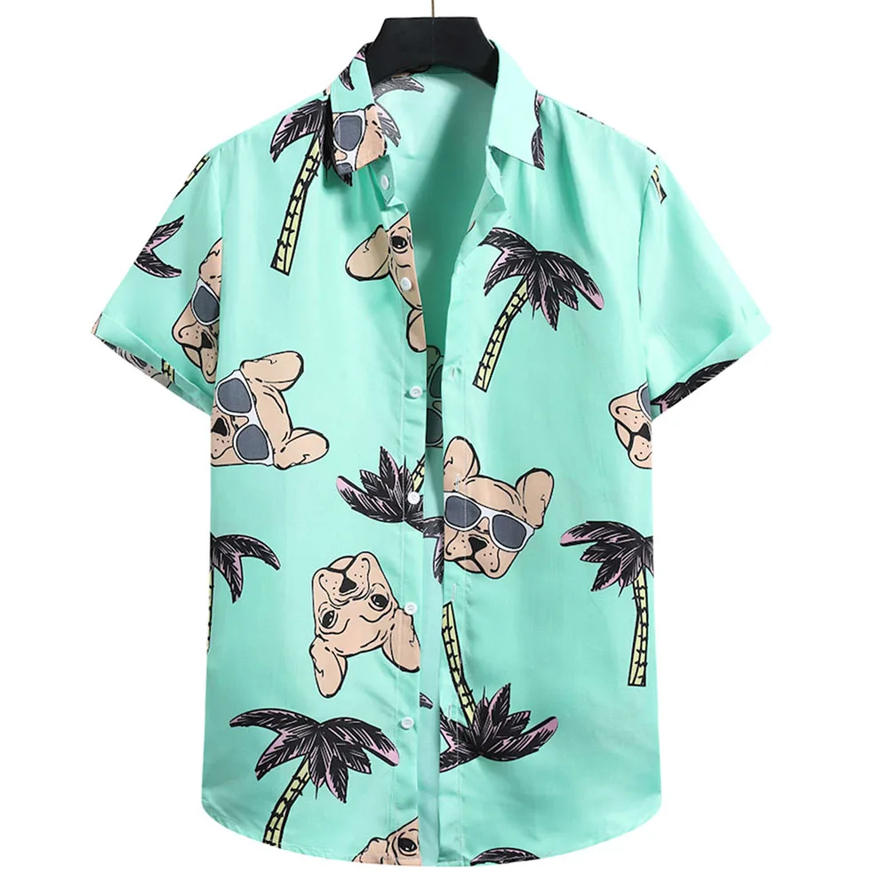 Fashion Men's Hawaiian Shirts Christmas Tops Dog Coconut Tree 3D Printed Shirts Summer Beach Casual Shirts Plus Size 5XL shirt summer american staffordshire terrier hawaiian set 3d printed hawaii shirt beach shorts men for women funny dog clothes