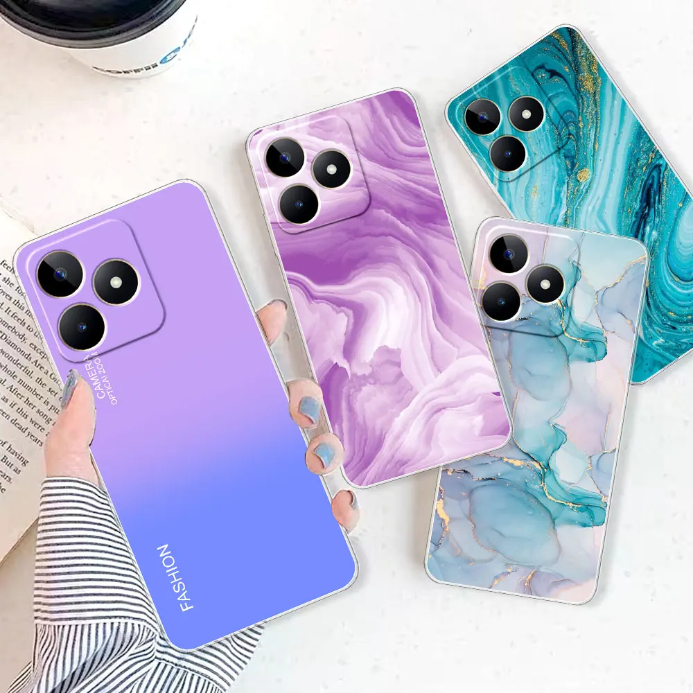 Funda de teléfono para Realme C53, carcasa trasera transparente de silicona  TPU suave con estrellas brillantes, disponible - AliExpress