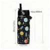 16oz Kids Water Bottle Cartoon Animal Children's Cup With Straw Stainless Steel Vacuum Flacks Thermos Bottle Thermal Mug Cups 6