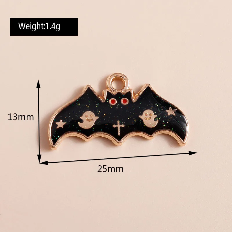 20 Stück süße Emaille Halloween Geist Kürbis Fledermaus Charms Anhänger für Schmuckherstellung Tropfen Ohrringe Halsketten Armbänder DIY Zubehör – Detail 7