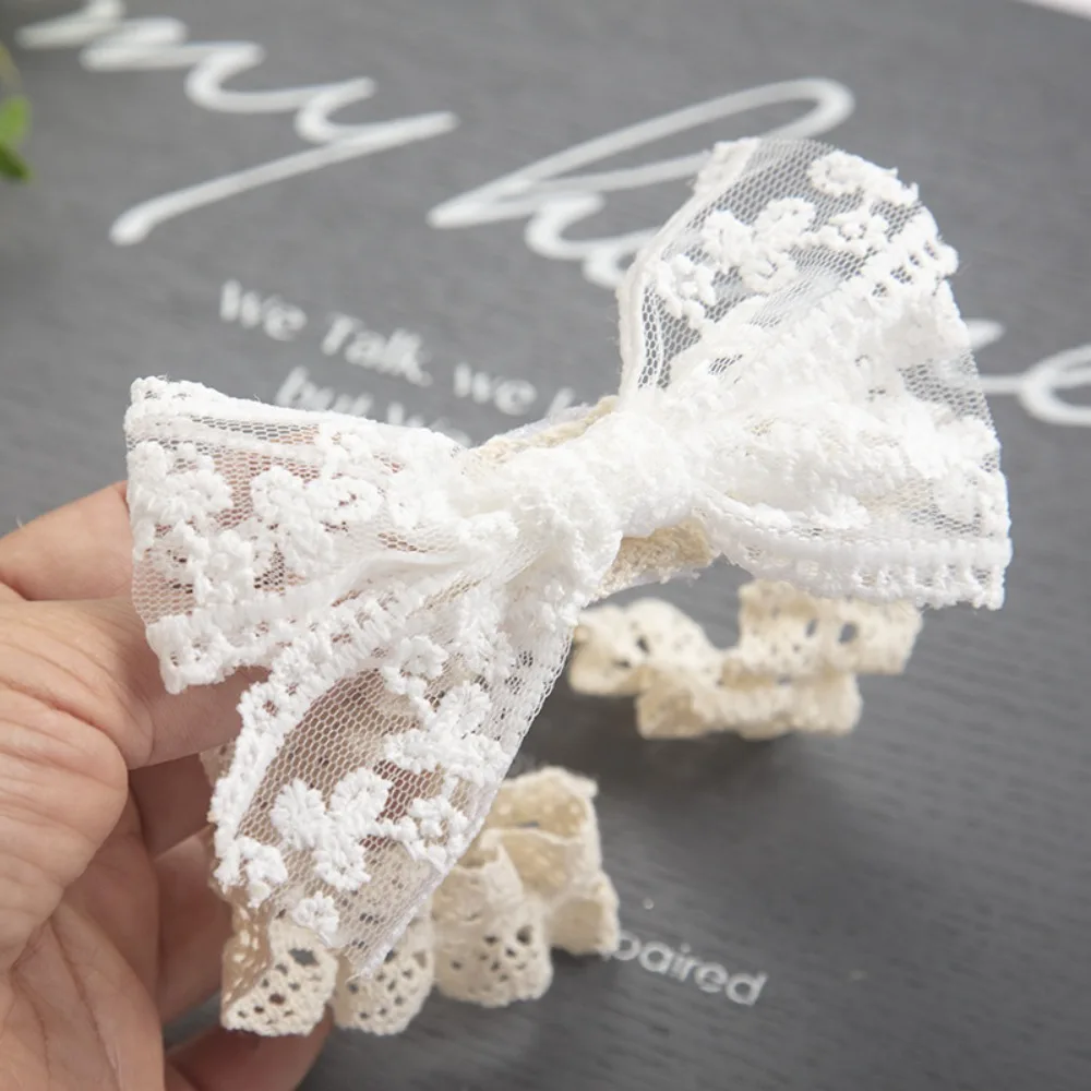 

Korean Bowknot Hair Band Cute White Lace Bow Infant Hairband Newborn Nylon Headwear Baby's Photo