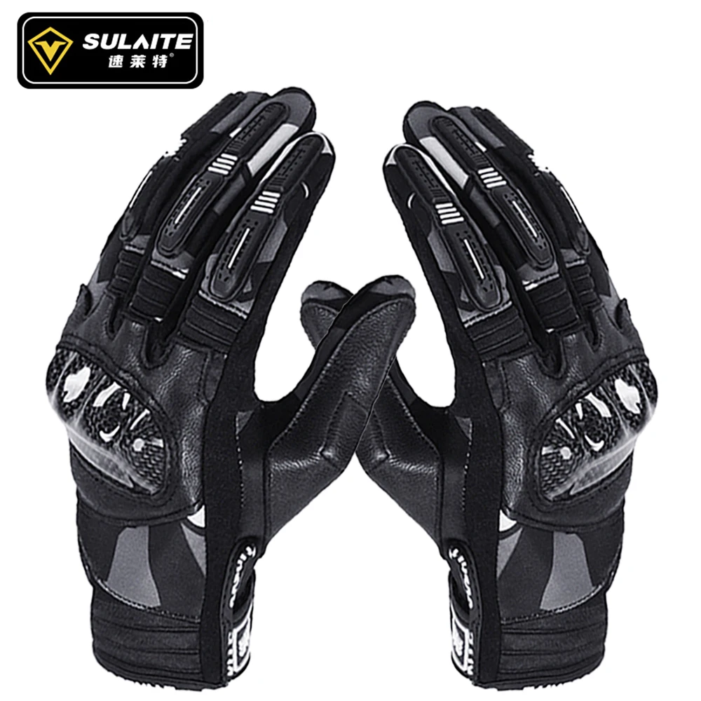 

New Motorcycle Gloves Men Women Moto Leather Carbon Cycling Winter Gloves Motorbike Motorcross Motor Gloves Biker Gloves Black