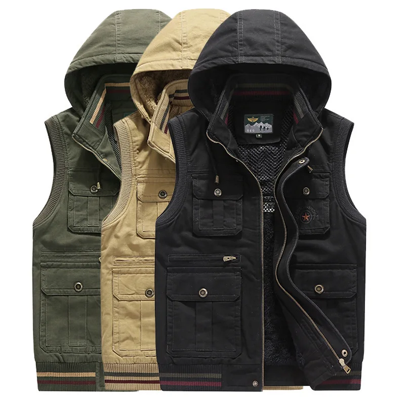 Multi-pocket Vest Summer Man Sleeveless Jackets for Men Tactical Military Coat Work Men's Winter Free Shipping Hunting Clothing