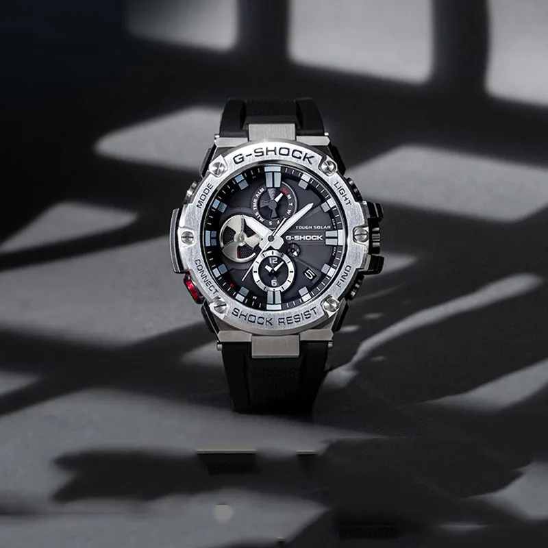 G-SHOCK Watch Men GST-B100 Casual Clock Luxury Multi-Function Shockproof Dual Display Stainless Steel Business Quartz Watches