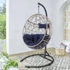 Outdoor Furniture Egg Chair Swing with Stand and Cushion, for Garden Patio Backyard Lawn, Wicker Tear Drop Hammock Chair 2