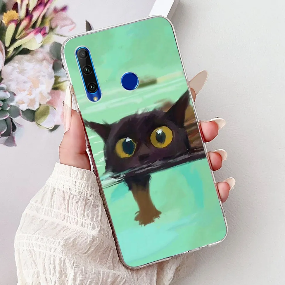 Cute Cartoon Cat Luxury Fashion Flowers Soft TPU Bumper Cover