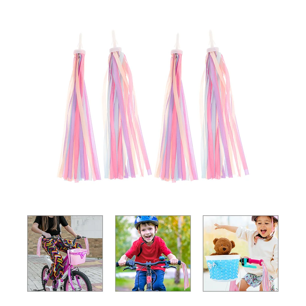

4 Pcs Ribbon Girl Bike Grips Tassel Decor Jewelry Sleeve Streamers for Plastic Accessory Child